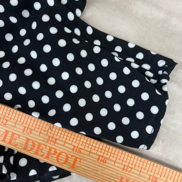 Favlux Deep V-Neck Polka Dot Faux Button Front Pullover Top Small Fitted Cropped - Picture 11 of 11